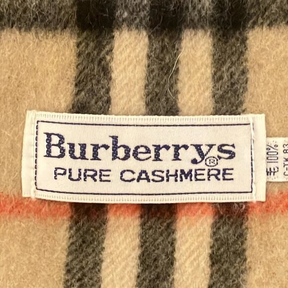 Auth Burberry's - Beige Black Red Cashmere Scarf - Picture 3 of 5
